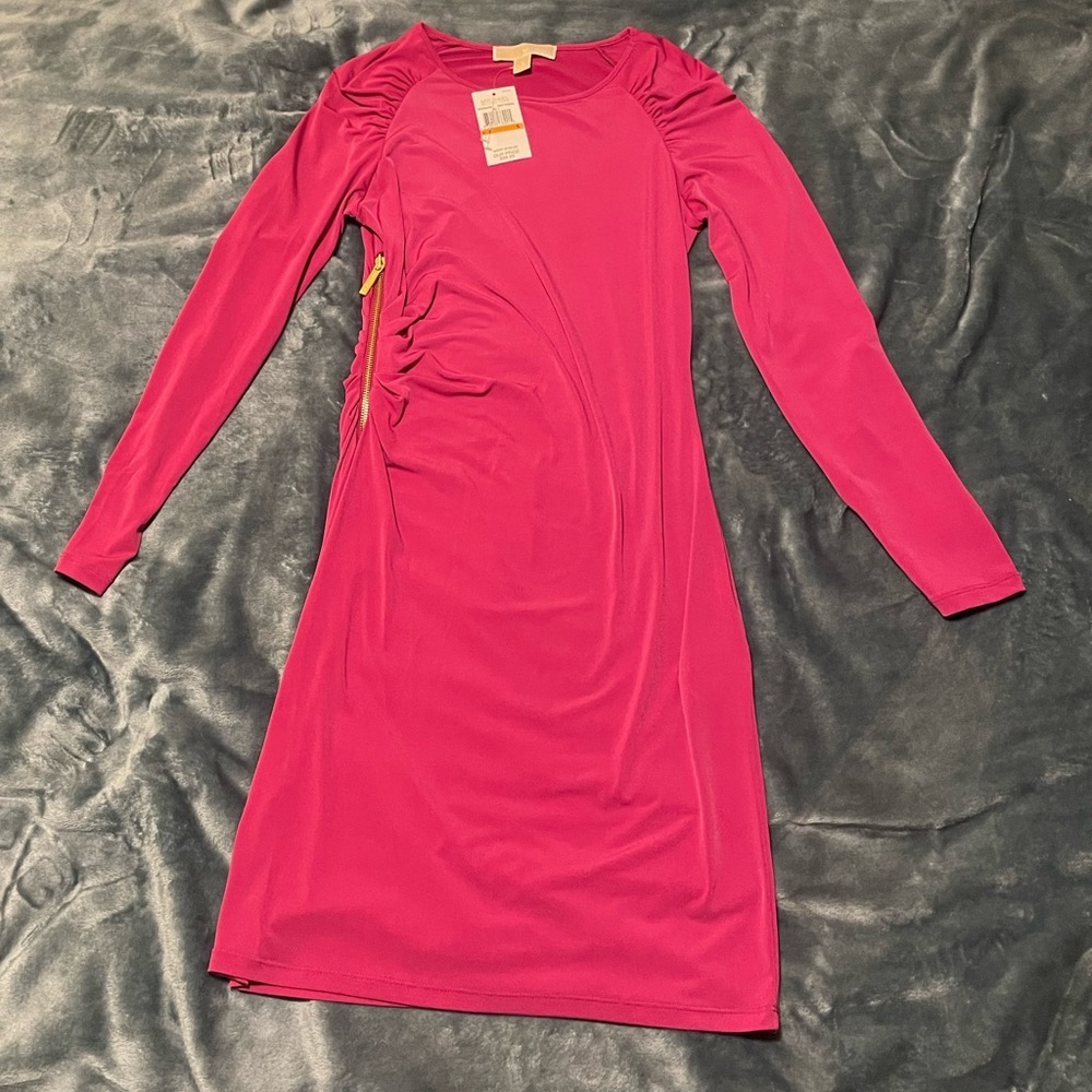 Michael Kors, Size Small, Long Sleeve Dress, Deep Fuchsia